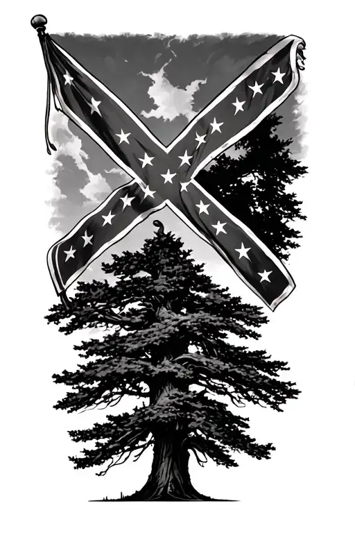 Confederate flag trees moo tattoo design idea
