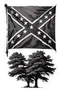 Confederate flag trees moo tattoo design idea