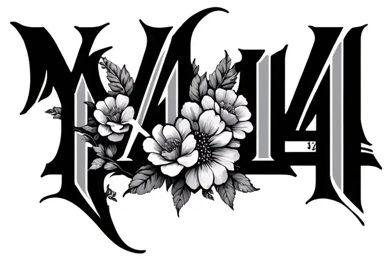exodus 14:14 roman numerals with flowers intertwined tattoo design idea