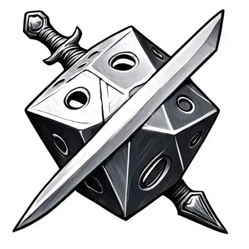 Dnd Dice sword tattoo design idea
