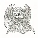 simple angel wings with name tattoo design idea