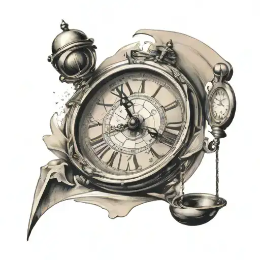 Salvador Dali clock with sand timer tattoo design idea