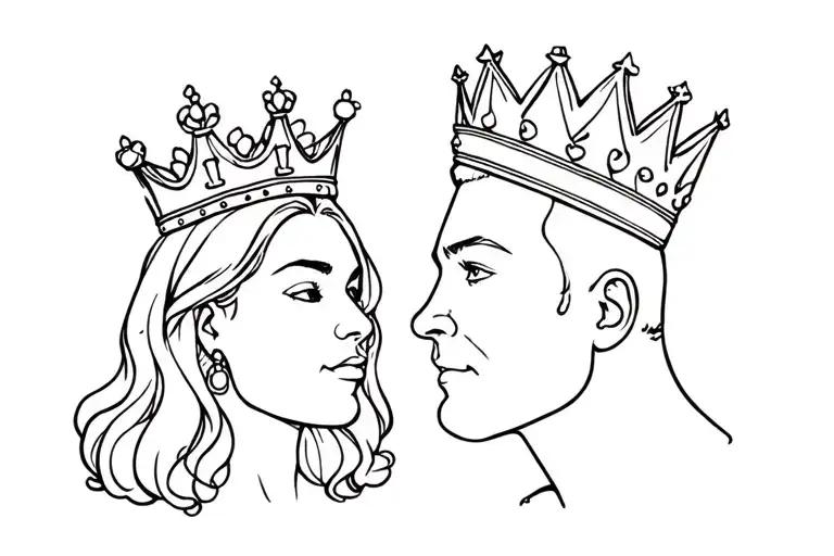 Generate a couple tattoo, with "Cherry" as queen, and "Marvin" as King, put the kind and queen crowns on top, no face tattoo design idea