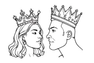 Generate a couple tattoo, with "Cherry" as queen, and "Marvin" as King, put the kind and queen crowns on top, no face tattoo design idea