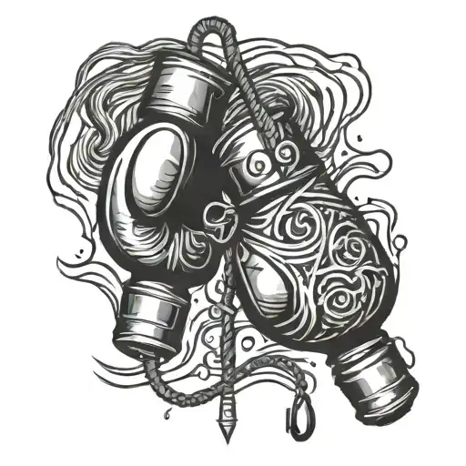 boxing gloves fishing rod casting a line tattoo design idea