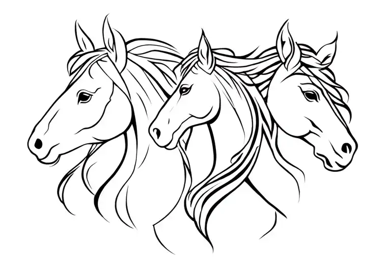 3 horse heads celtic tribal feminine tattoo design idea