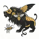 honeybee lion tattoo design idea