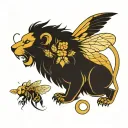 honeybee lion tattoo design idea