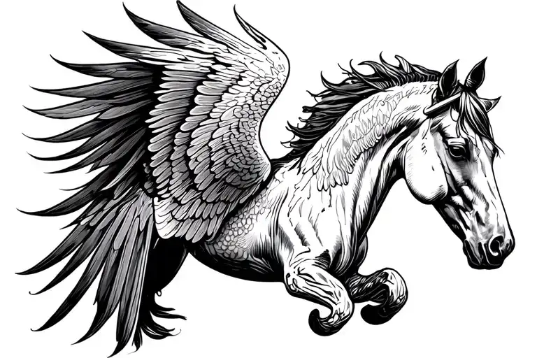 pégase cheval ailé tattoo design idea