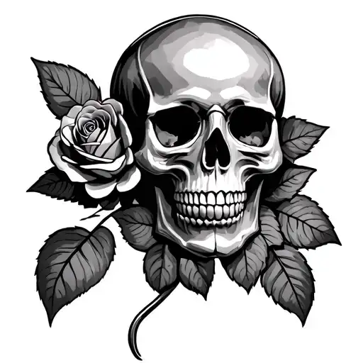 Norse roses scull  tattoo design idea
