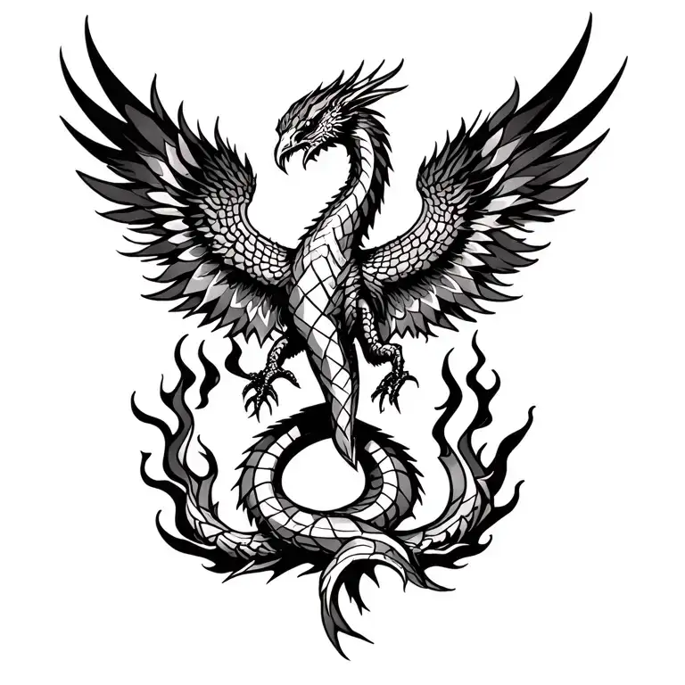 cobra phoenix rising from the ashes tattoo design idea