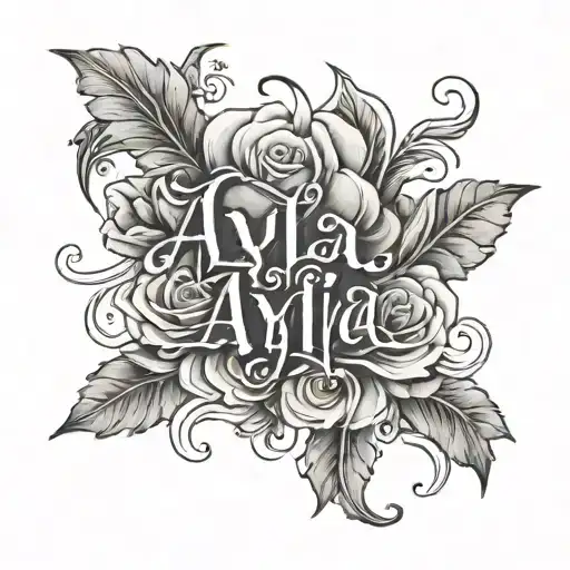 Ayla written lola written within tattoo design idea
