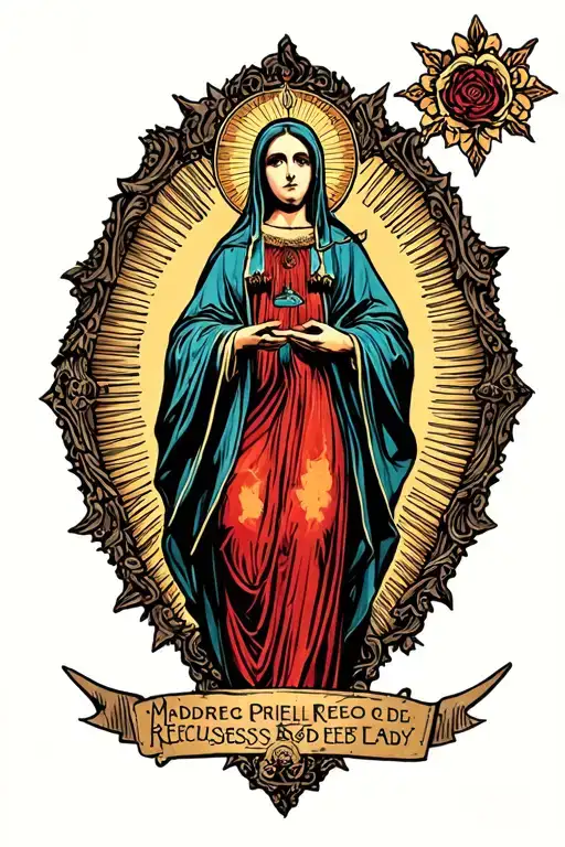 PIN TANTRIC PRIESSESS KINK Madonna del Rescue Our Lady tattoo design idea