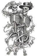 skeleton dancing together tattoo design idea