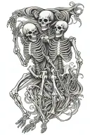 skeleton dancing together tattoo design idea