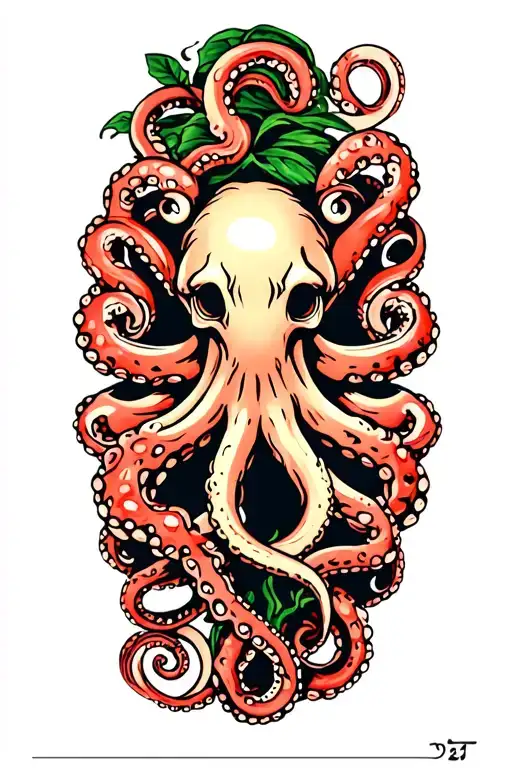Sailor Jerry style Octopus with tentacles wrapped loosely tattoo design idea