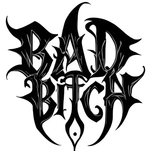"BAD BITCH" "LewdcoreStudio.com" gothic tribal throat tattoo design tattoo design idea