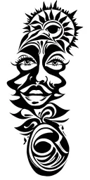 nails, face crying, face smiling, sun, as above so below tattoo design idea