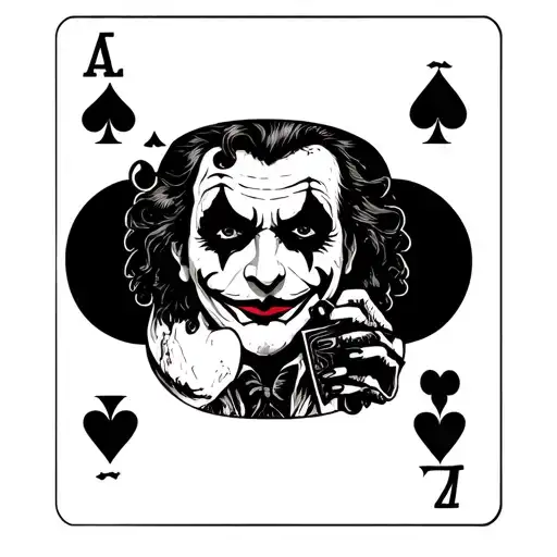 Ace of Spades card held by a black joker tattoo design idea