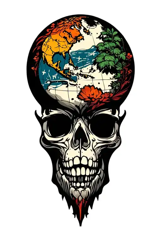 world travel tattoo design idea