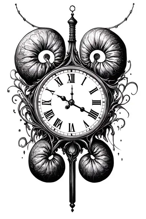 1 kidney pendulum clock tattoo design idea