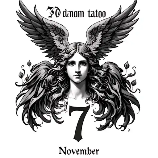  the 7 heavenly virtues with the date of november 7 tattoo design idea