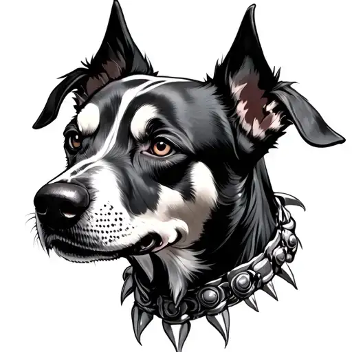 Cerbereus dog with nails and three heads tattoo design idea