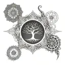 male back tattoo + chakra" comes from Sanskrit  + tree of life yggdrasil +. yin and yang of m tattoo design idea