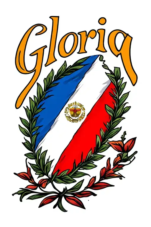 "Gloria" dominican republic flag tattoo design idea