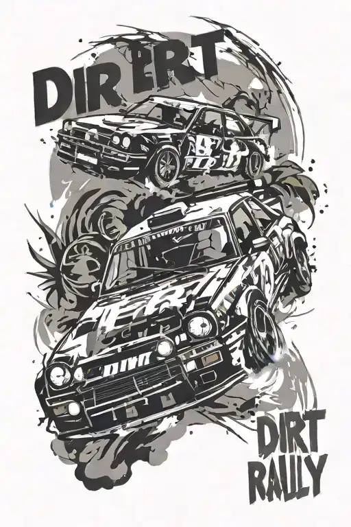 dirt rally car drifting tattoo design idea