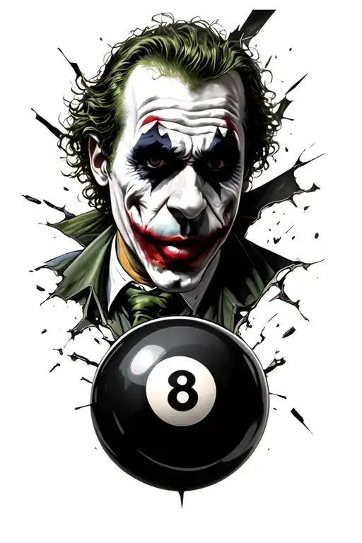 joker heath ledger joker 8 ball pool ball breaking tattoo design idea