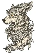 Meaningful wolf warrior tattoo design idea