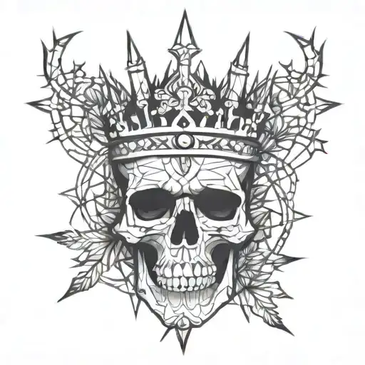 skull with a crown of thorns  tattoo design idea