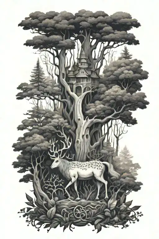 forest and prince tattoo design idea
