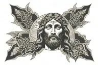 Jesus Christ face resurrection tattoo design idea
