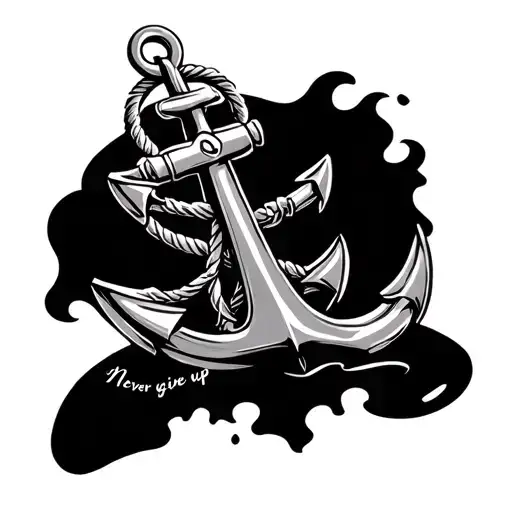 Never give up, God, anchor tattoo design idea