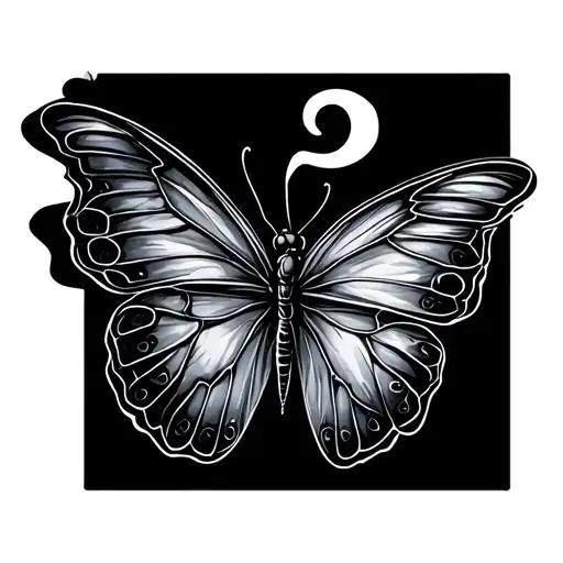 semicolon butterfly with wire wings flying on side angle tattoo design idea