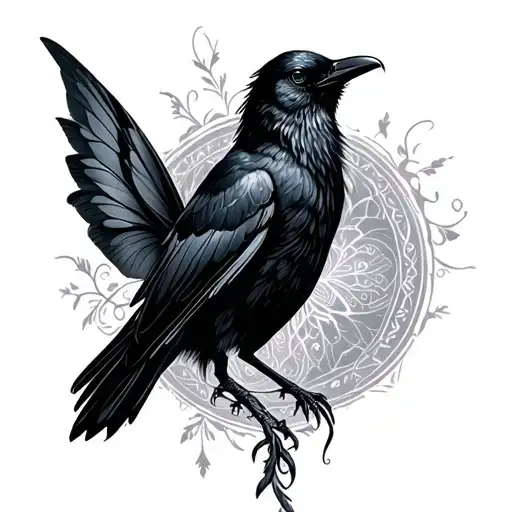 "X" 1 black crow earthy feminine fairy tattoo design idea