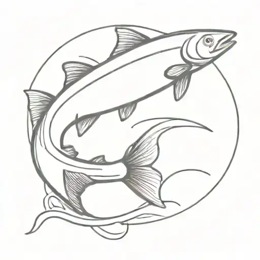 salmon jumping tattoo design idea