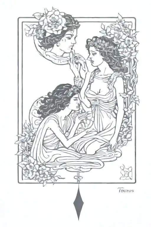 the lovers tarot card tattoo design idea