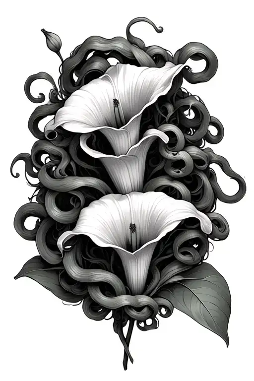 Calla lily and medusa tattoo design idea