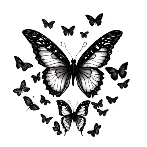 mini black butterflies tattoo design idea