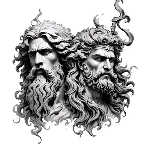 zeus Poseidon and Hades God tattoo design idea