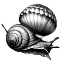 snail using his detached shell as a parachute hanging tattoo design idea
