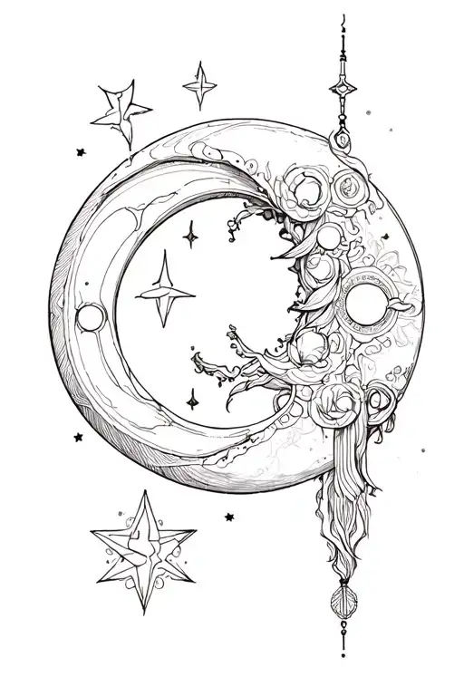 Gemini moon tattoo design idea