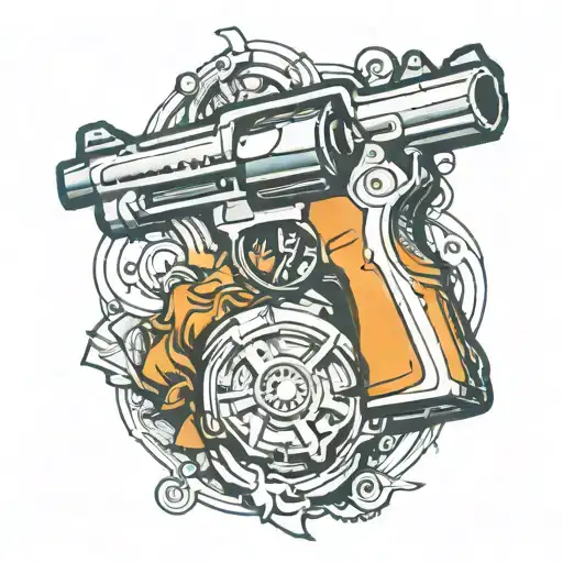 a revolver tattoo design idea