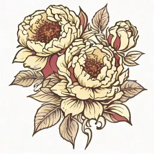 Burgundy peonies tattoo design idea