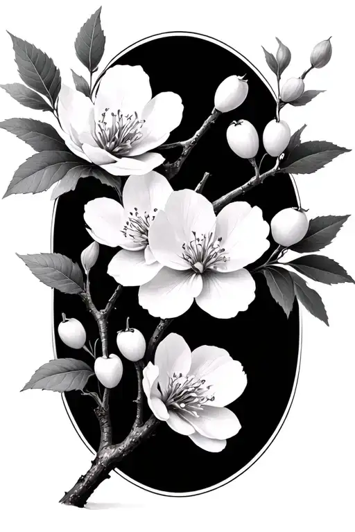 three branches of cherry blossom  tattoo design idea