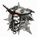 jack sparrow compass rose with intricate details tattoo design idea