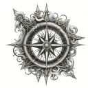jack sparrow compass rose with intricate details tattoo design idea